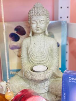 Meditierender Buddha mit Teelichthalter